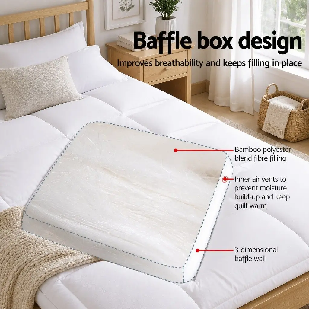 5cm Bamboo Pillowtop Queen Mattress Topper for Comfort