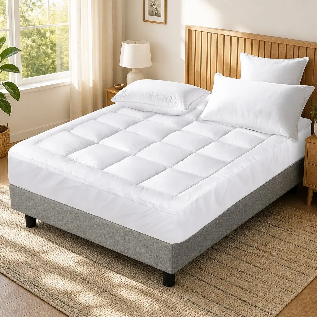5cm Bamboo Pillowtop Queen Mattress Topper for Comfort