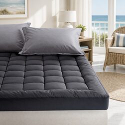 King Single Mattress Topper 5cm Thick Pillowtop Pad with Deep Pocket Grey