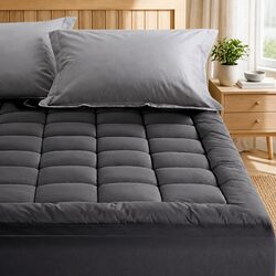 Premium 5cm Thick Pillowtop Mattress Topper Grey 190x90cm
