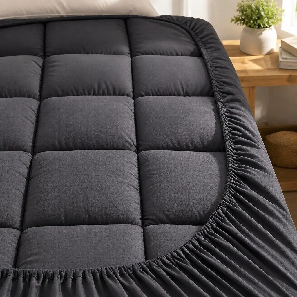 Mattress Topper Bamboo Charcoal Microfibre 5cm Thick Grey 190x90cm