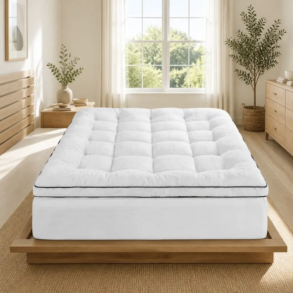 Double Mattress Topper Coral Fleece 5cm White