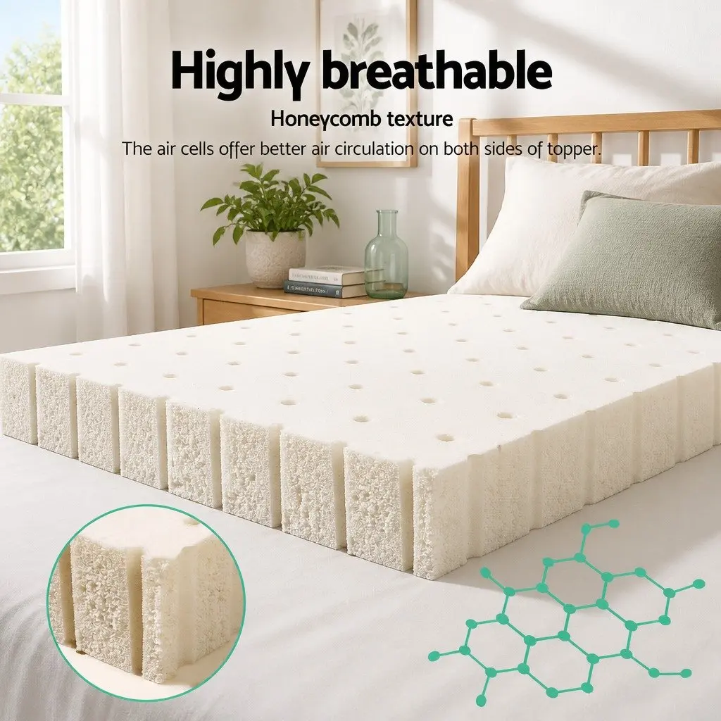 Queen Latex Mattress Topper Natural Latex 5cm Thick Beige