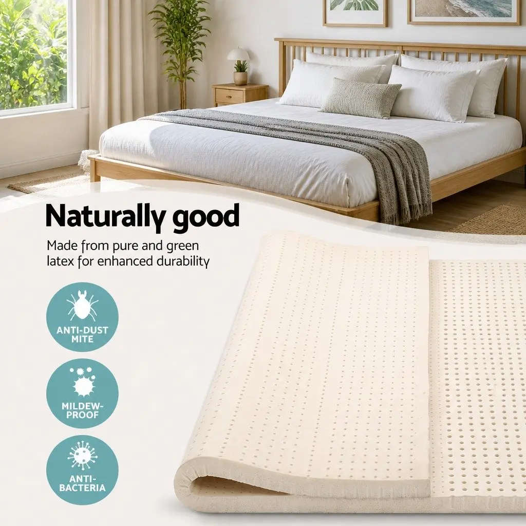Queen Latex Mattress Topper Natural Latex 5cm Thick Beige