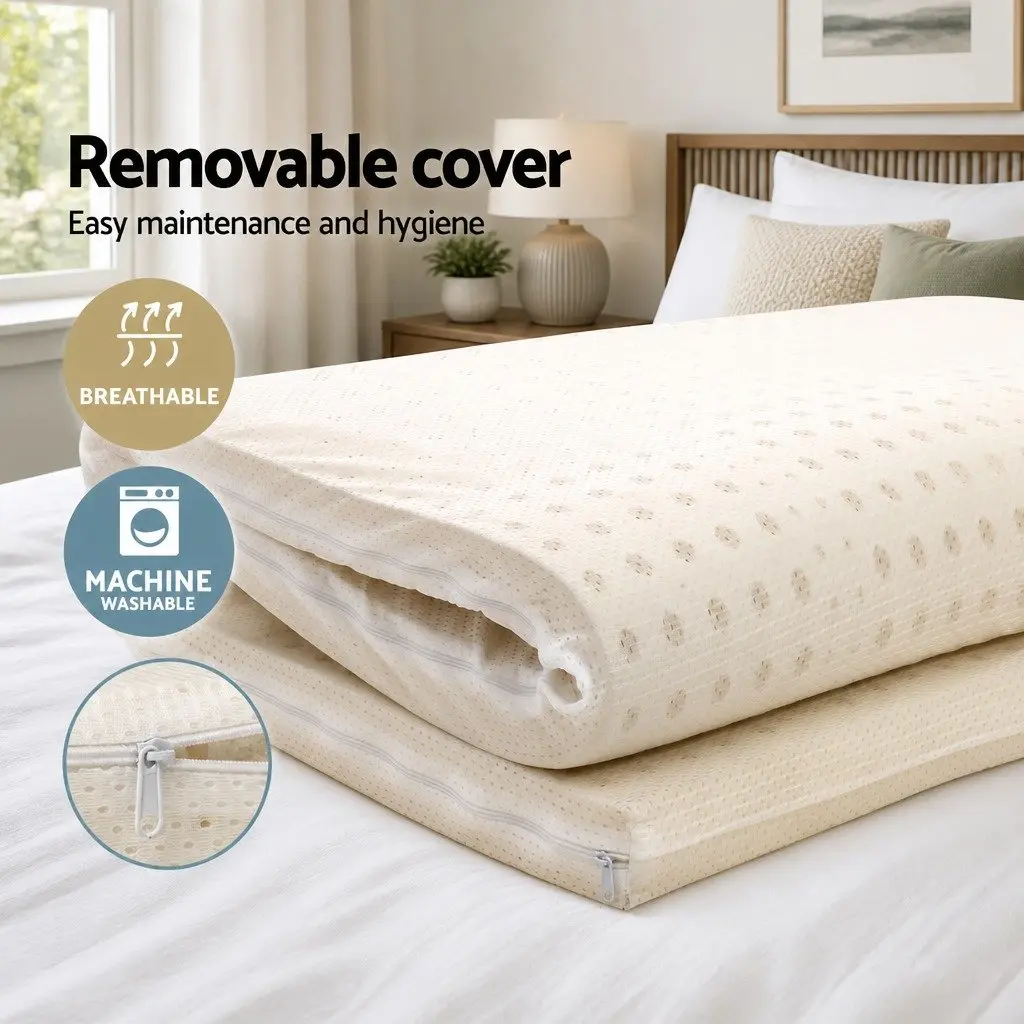 Queen Latex Mattress Topper Natural Latex 5cm Thick Beige