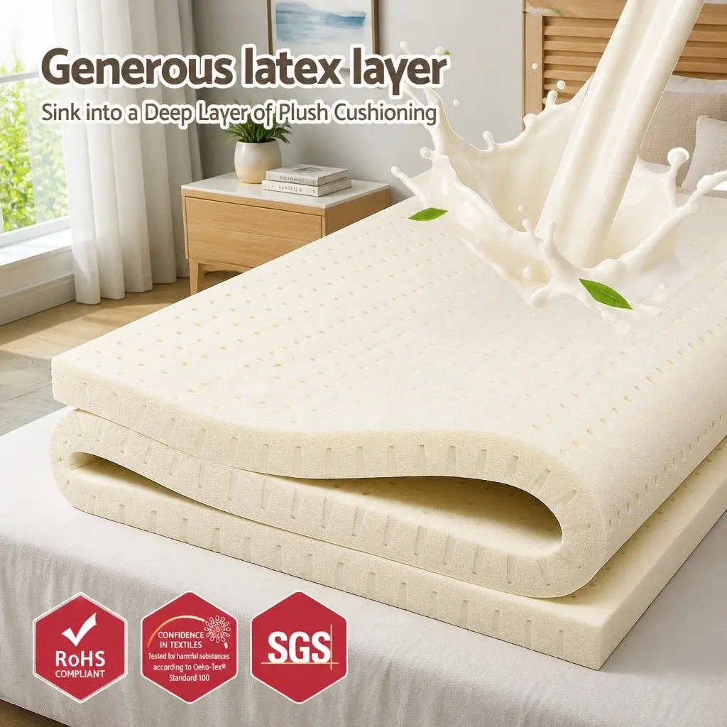 Latex Mattress Topper Natural 5cm Single White