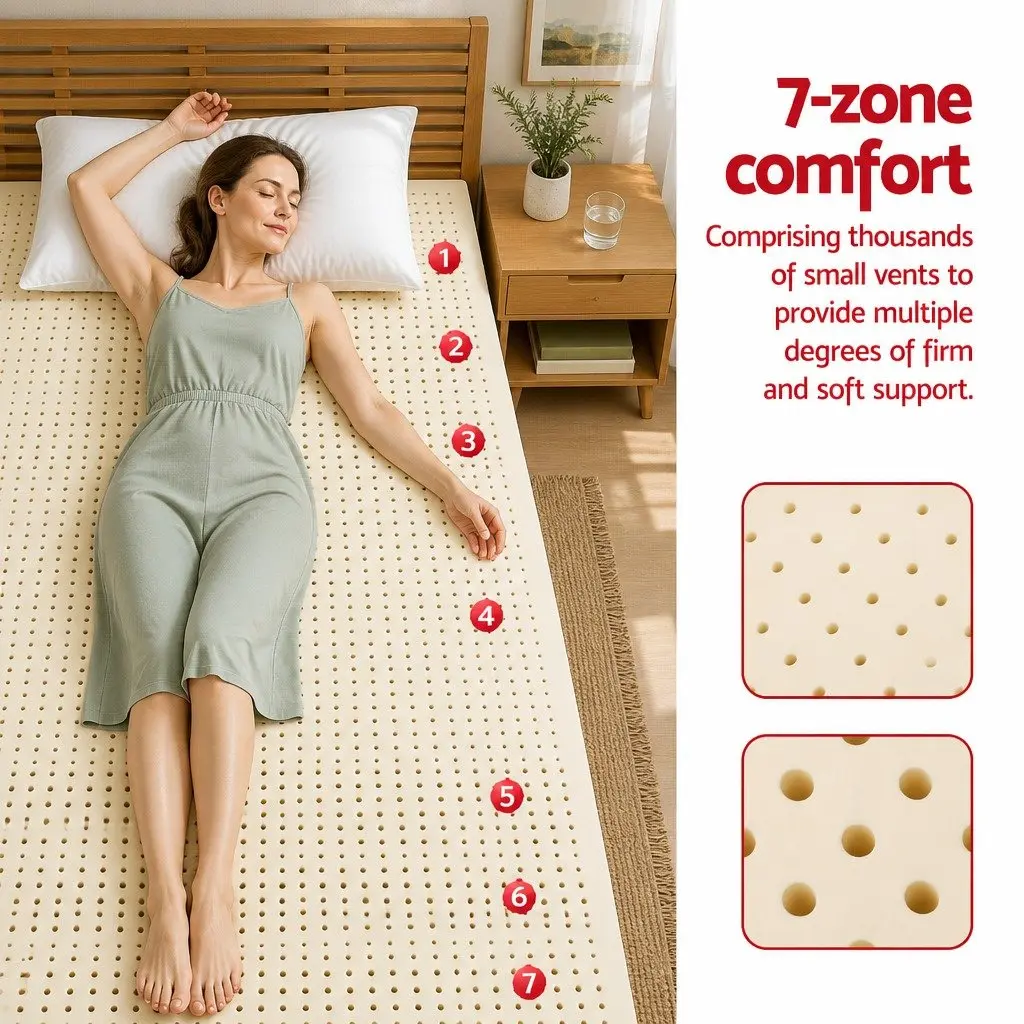 Latex Mattress Topper Natural 5cm Single White
