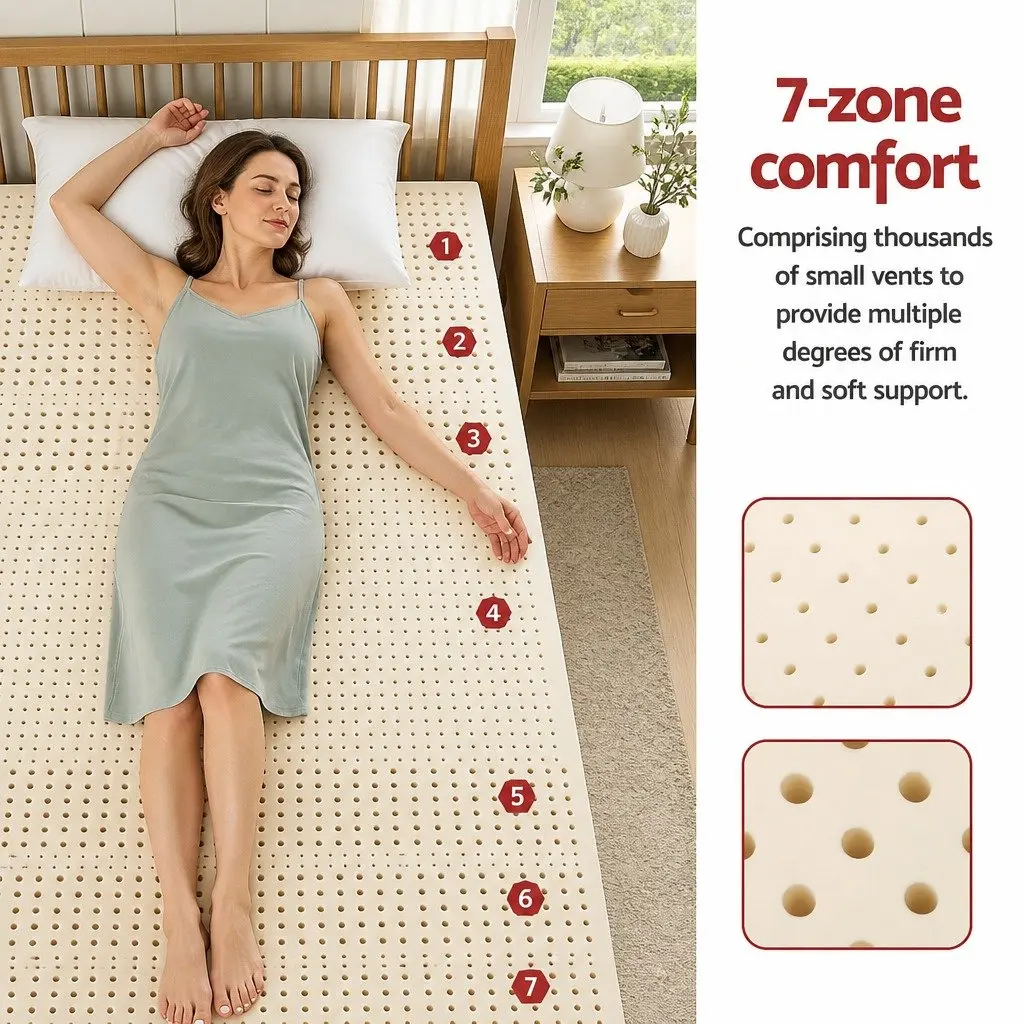 Latex Mattress Topper Natural 7.5cm Single Bed White