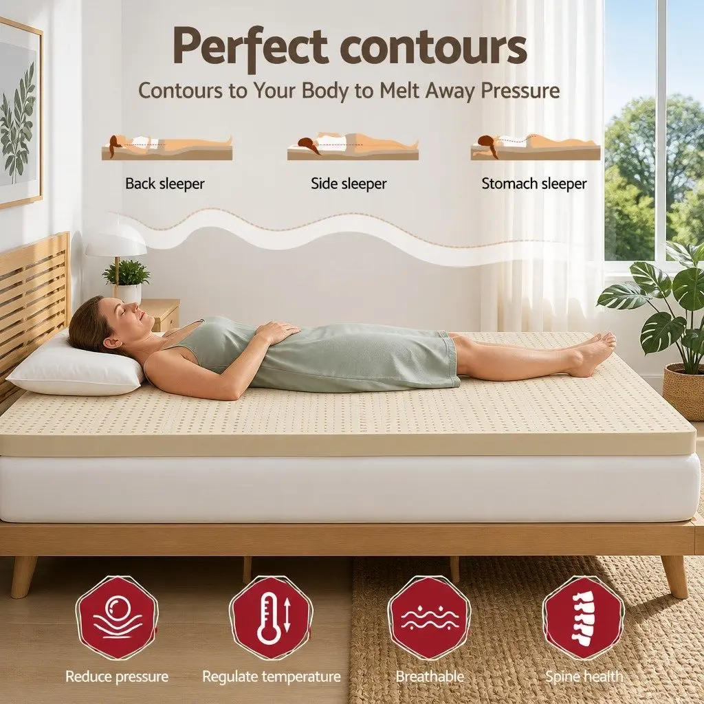 Latex Mattress Topper Natural 7.5cm Single Bed White