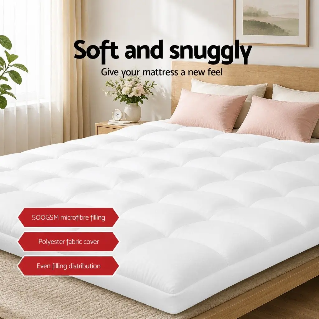 King Mattress Topper 5cm Pillowtop Microfibre