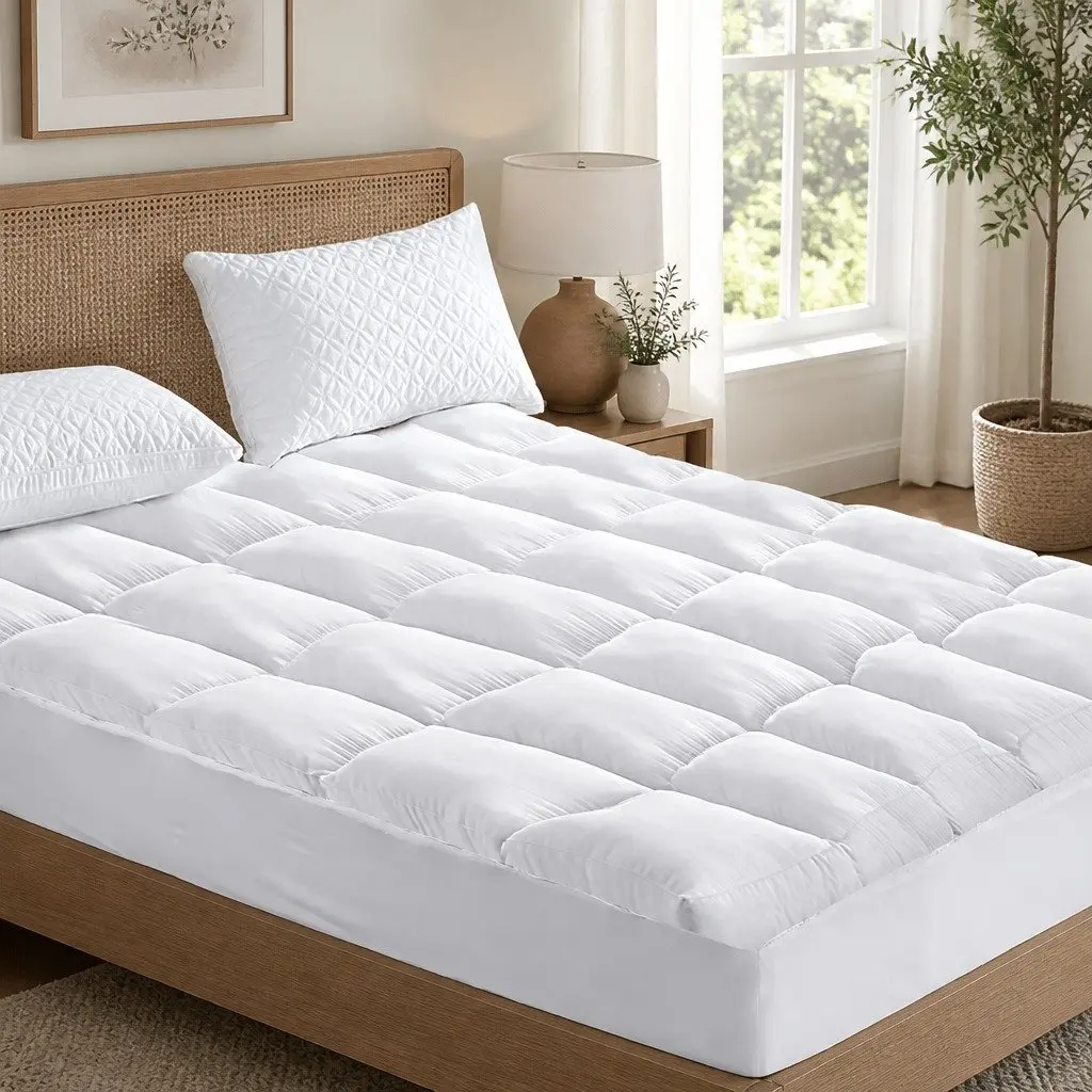 Pillowtop Mattress Topper Microfibre 5cm Thick Double White