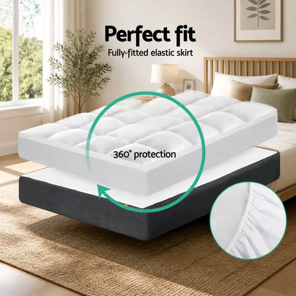 Pillowtop Mattress Topper Microfibre 5cm Thick Double White