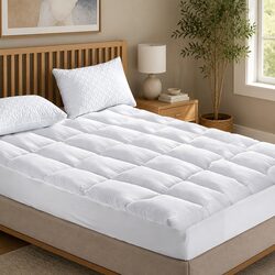 Pillowtop Mattress Topper King 5cm Thick Pad Microfibre Filling 45cm Deep Pocket