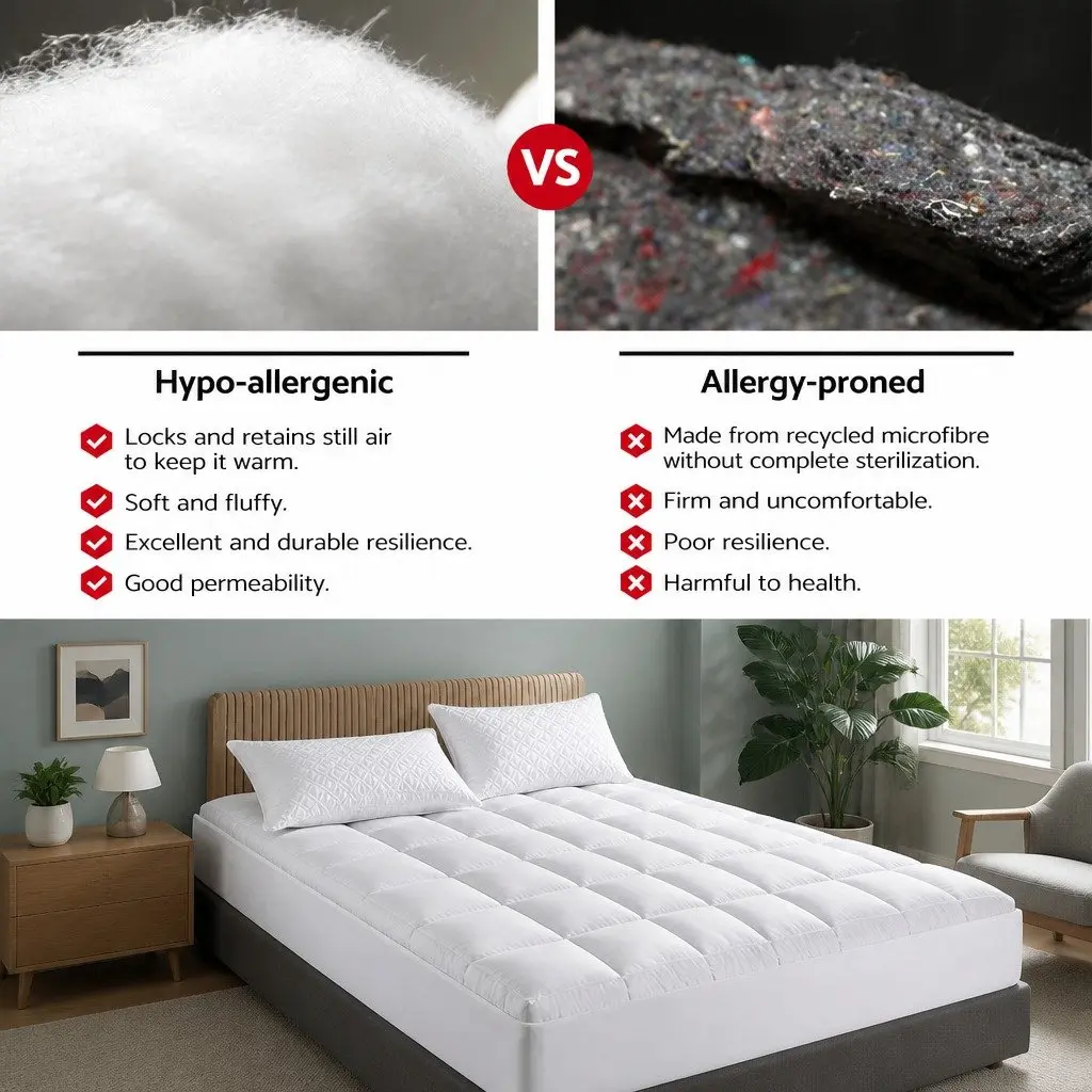 Mattress Topper Microfibre 5cm Thick Single Bed White