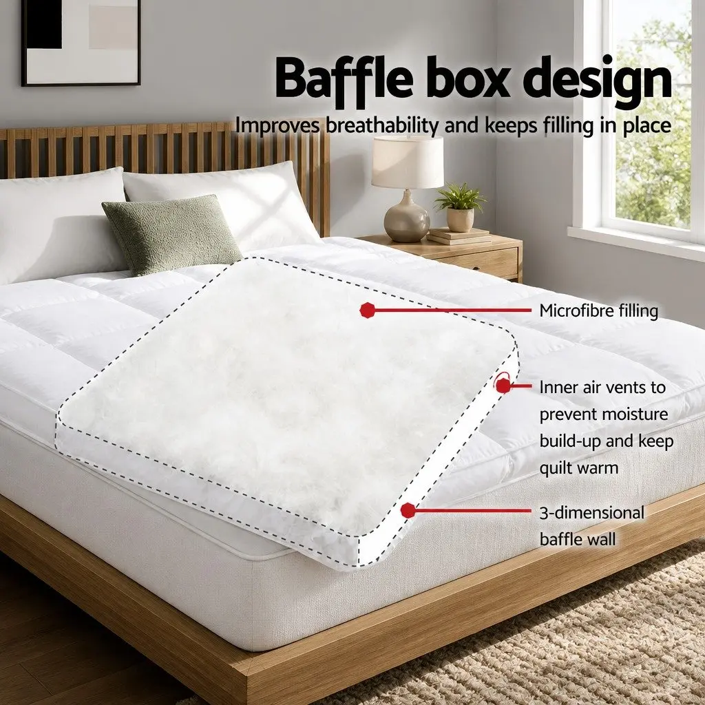 Mattress Topper Microfibre 5cm Thick Single Bed White