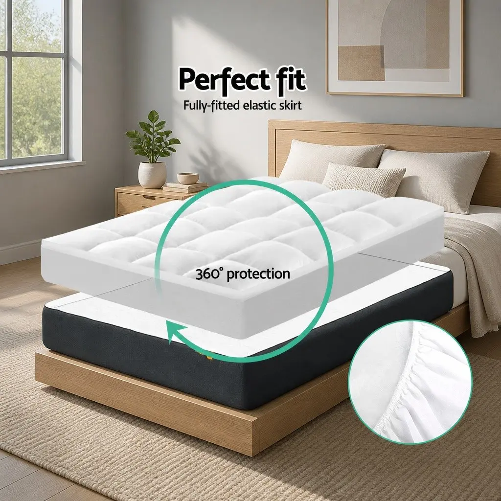Mattress Topper Microfibre 5cm Thick Single Bed White