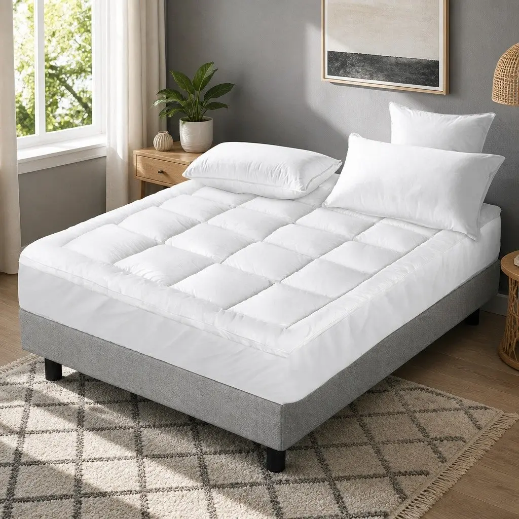 Mattress Topper Microfibre 5cm Thick Single Bed White