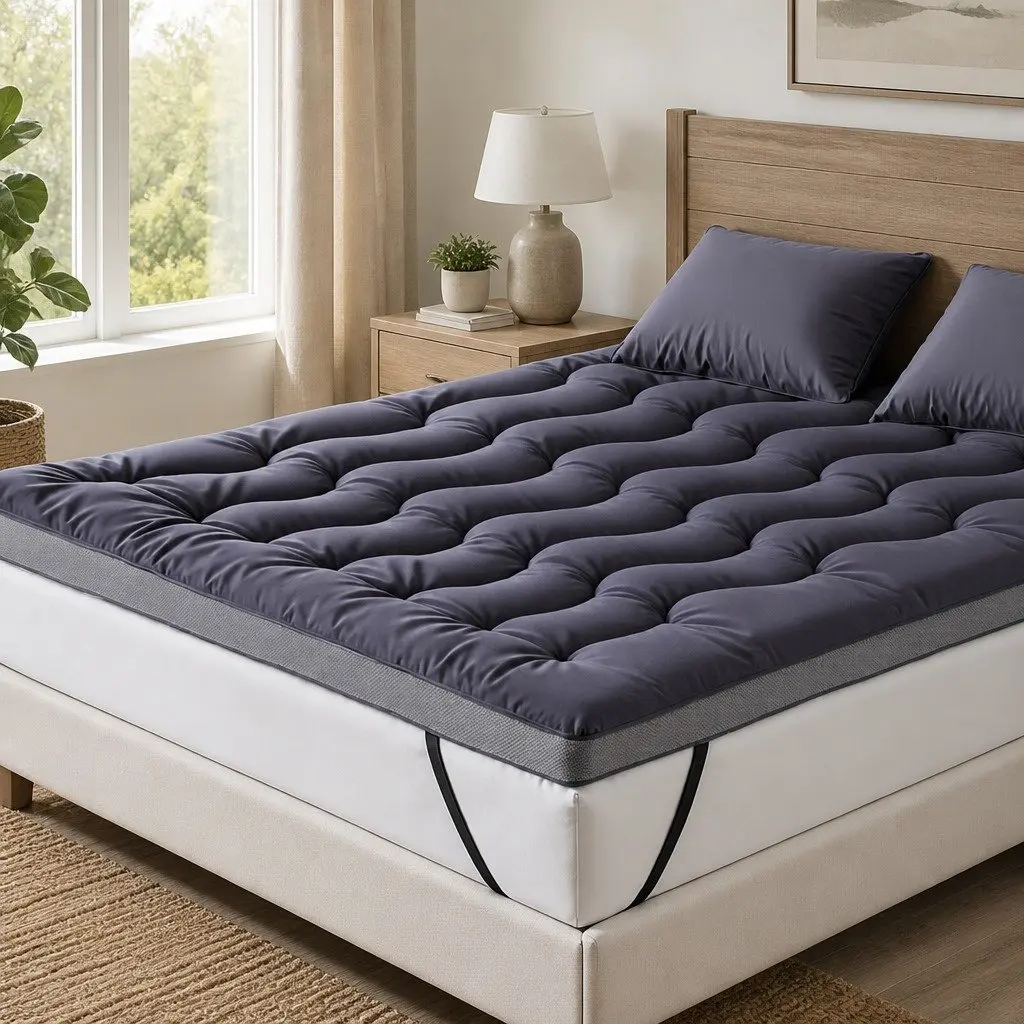Mattress Topper Bamboo Polyester 5cm Charcoal Grey Queen