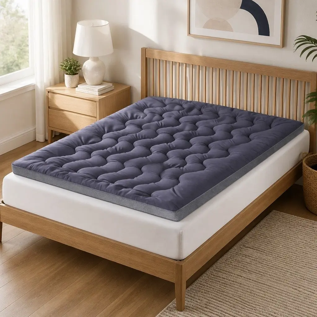 Mattress Topper Bamboo Polyester 5cm Charcoal Grey Queen