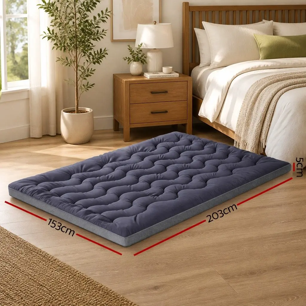 Mattress Topper Bamboo Polyester 5cm Charcoal Grey Queen