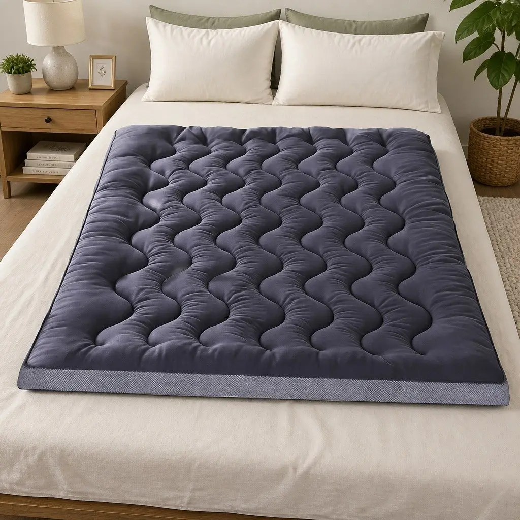 Mattress Topper Bamboo Polyester 5cm Charcoal Grey Queen