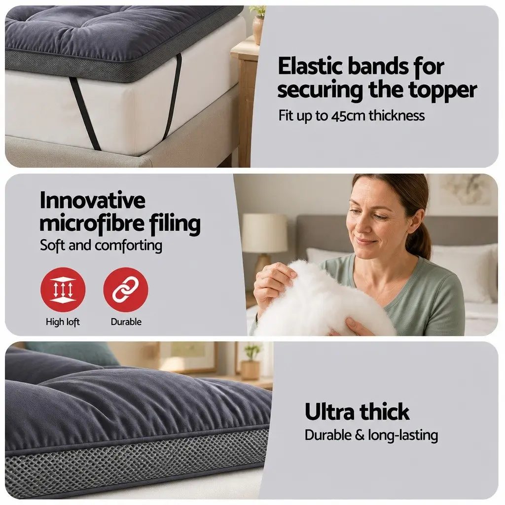 5cm Pillowtop Mattress Topper for Single Beds