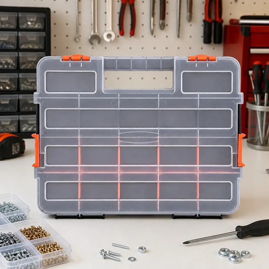 Tool Box Organizer Heavy-duty Polypropylene 34 x 26 x 7 cm Black and Orange 3 Pack