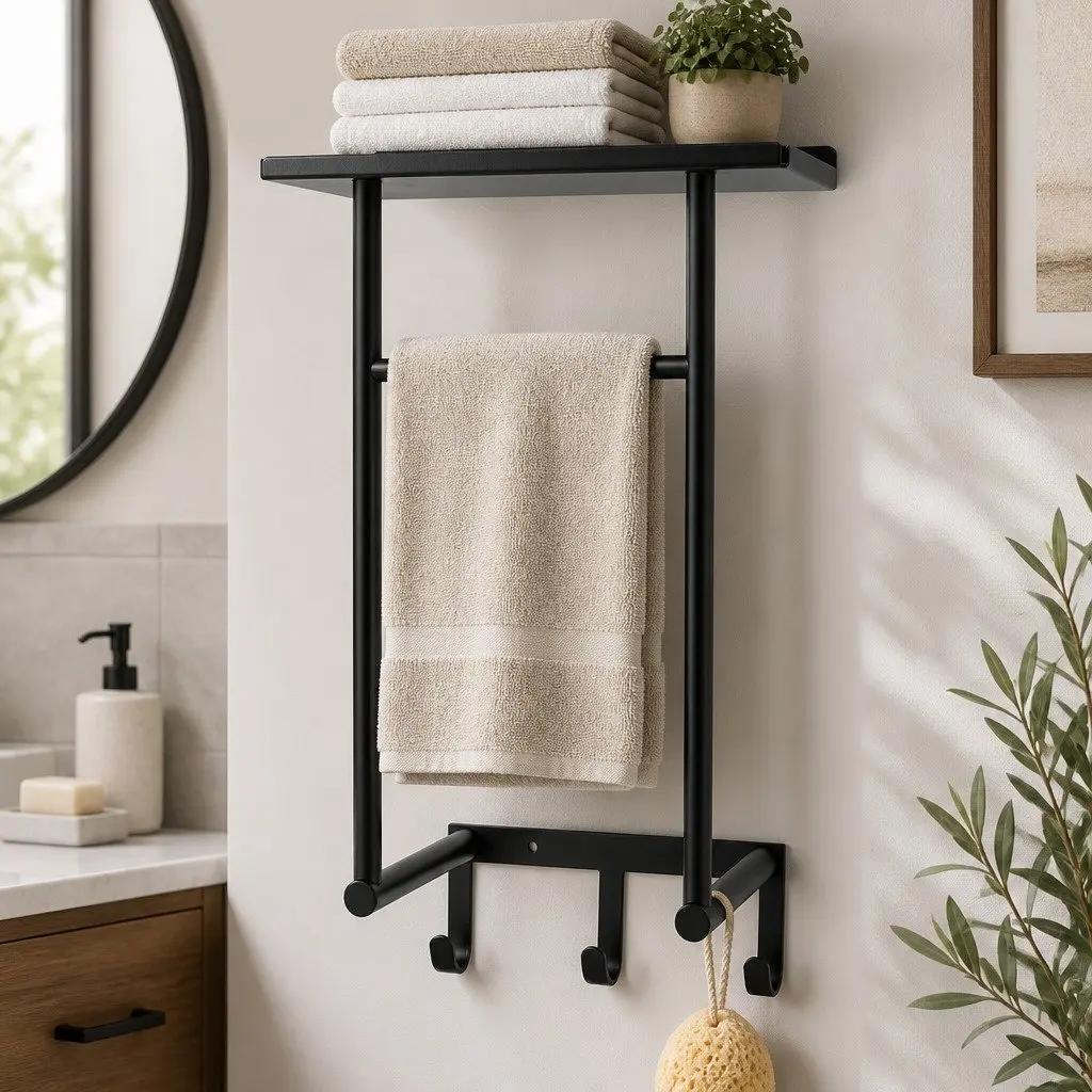 Wall Mounted Towel Rack with 3 Hooks