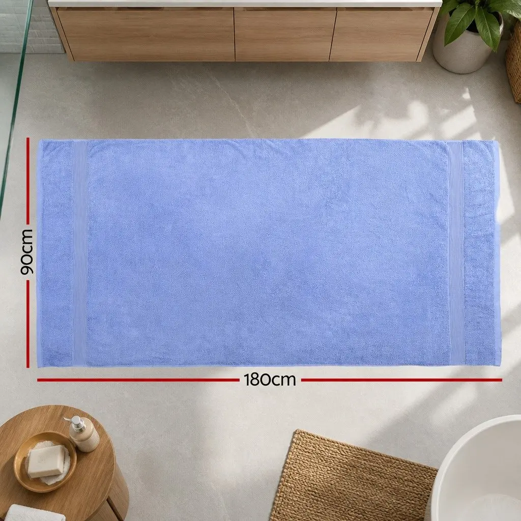 Bath Sheets Set Cotton Extra Large 180cm x 90cm Blue 2 Piece