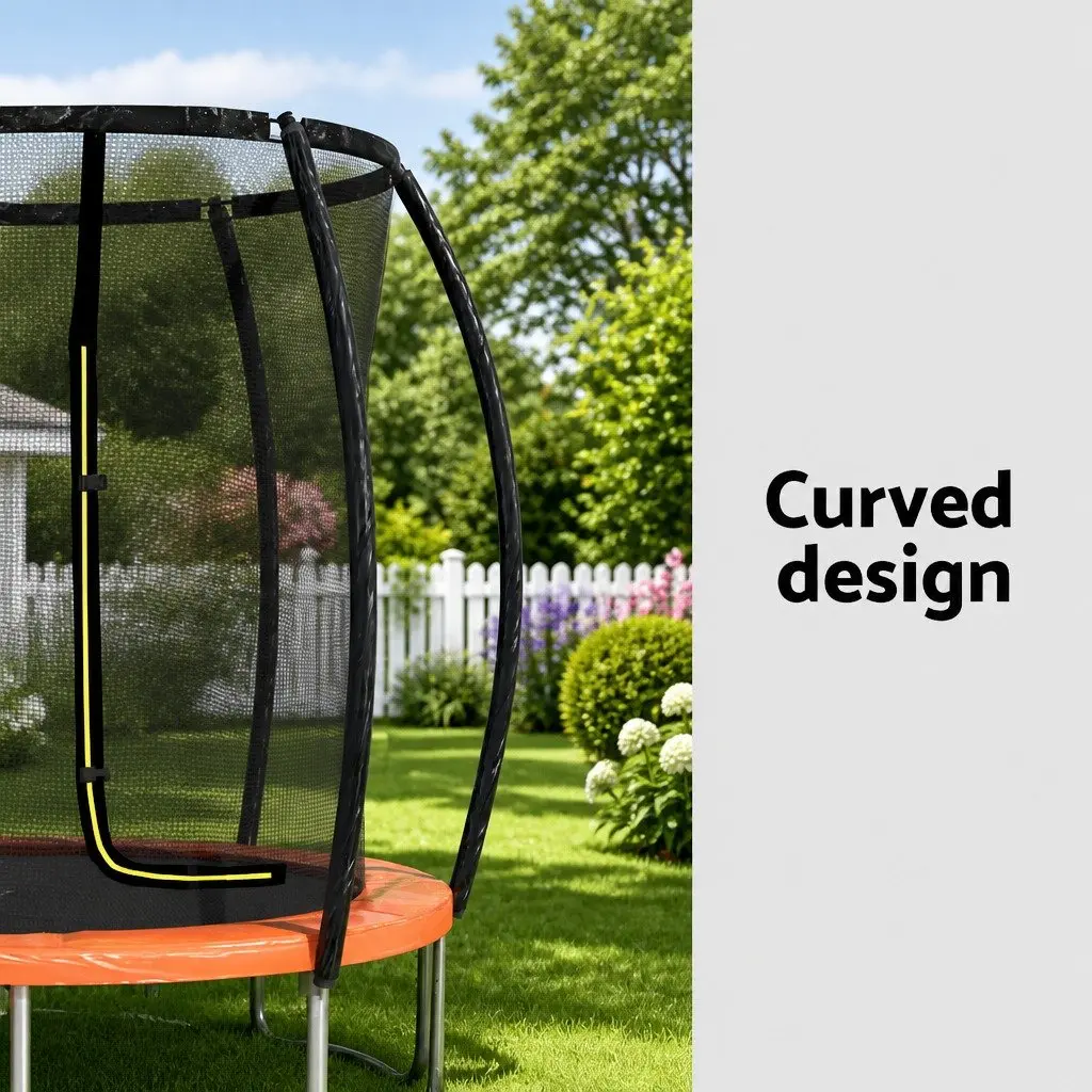 6FT Trampoline Steel Orange or Black with Safety Enclosure Net and Ladder