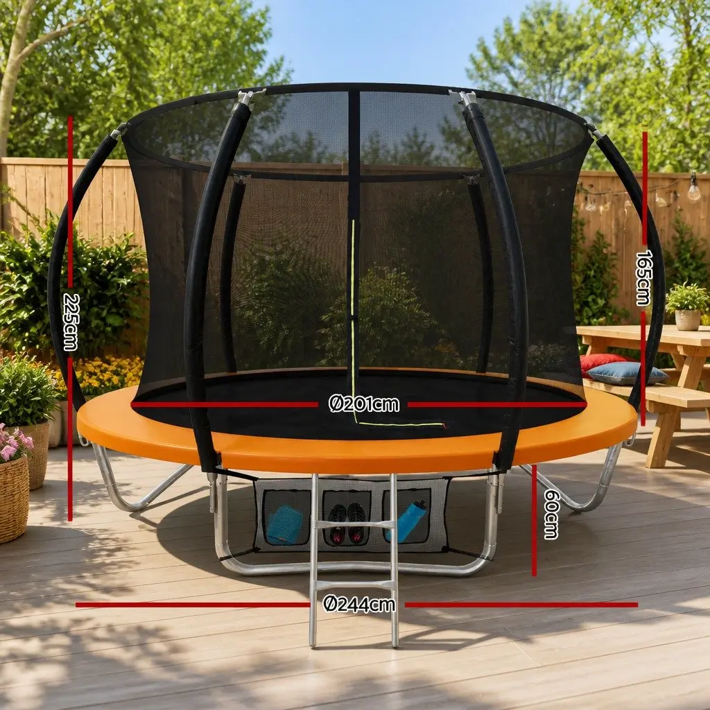 8FT Trampoline Steel Orange
