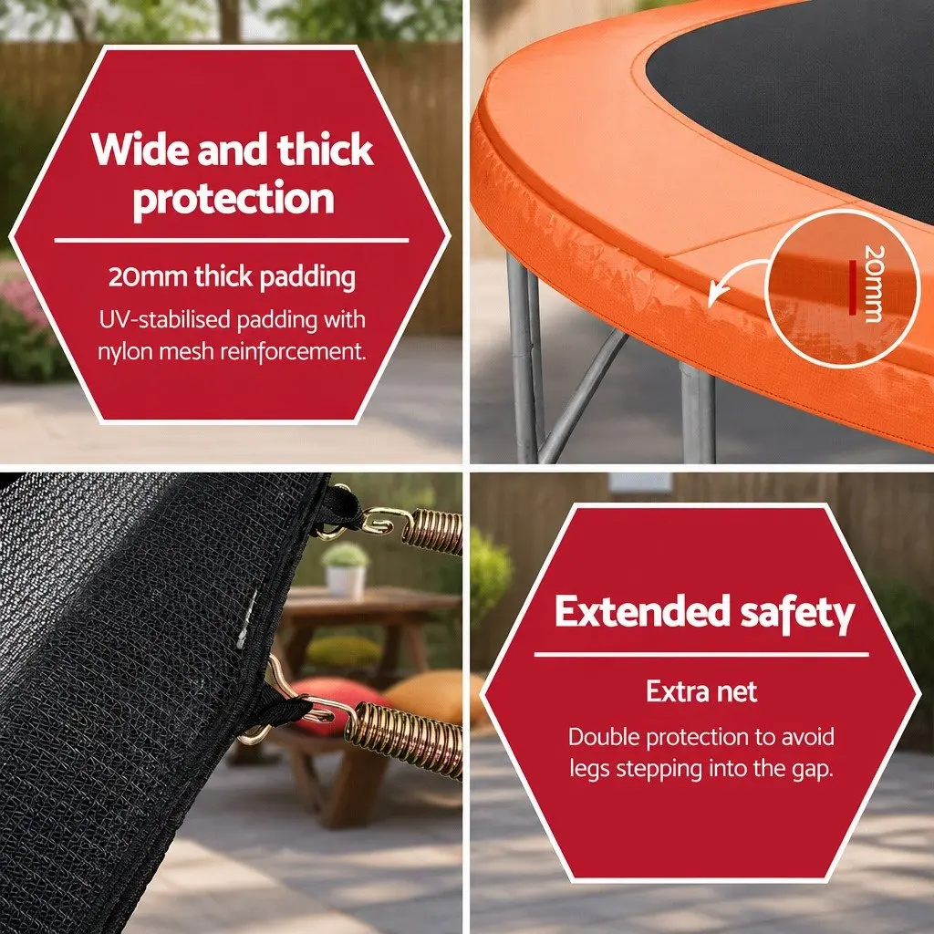 8FT Trampoline Steel Orange