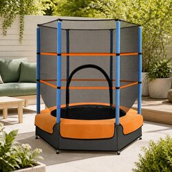 4.5FT Kids Trampoline with Safe Net Enclosure - Red