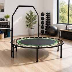 Durable 48-Inch Round Trampoline with Adjustable Handrail