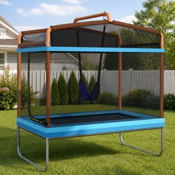 6FT Kids Rectangle Trampoline with Swing Enclosure Safety Net Jumping Mat