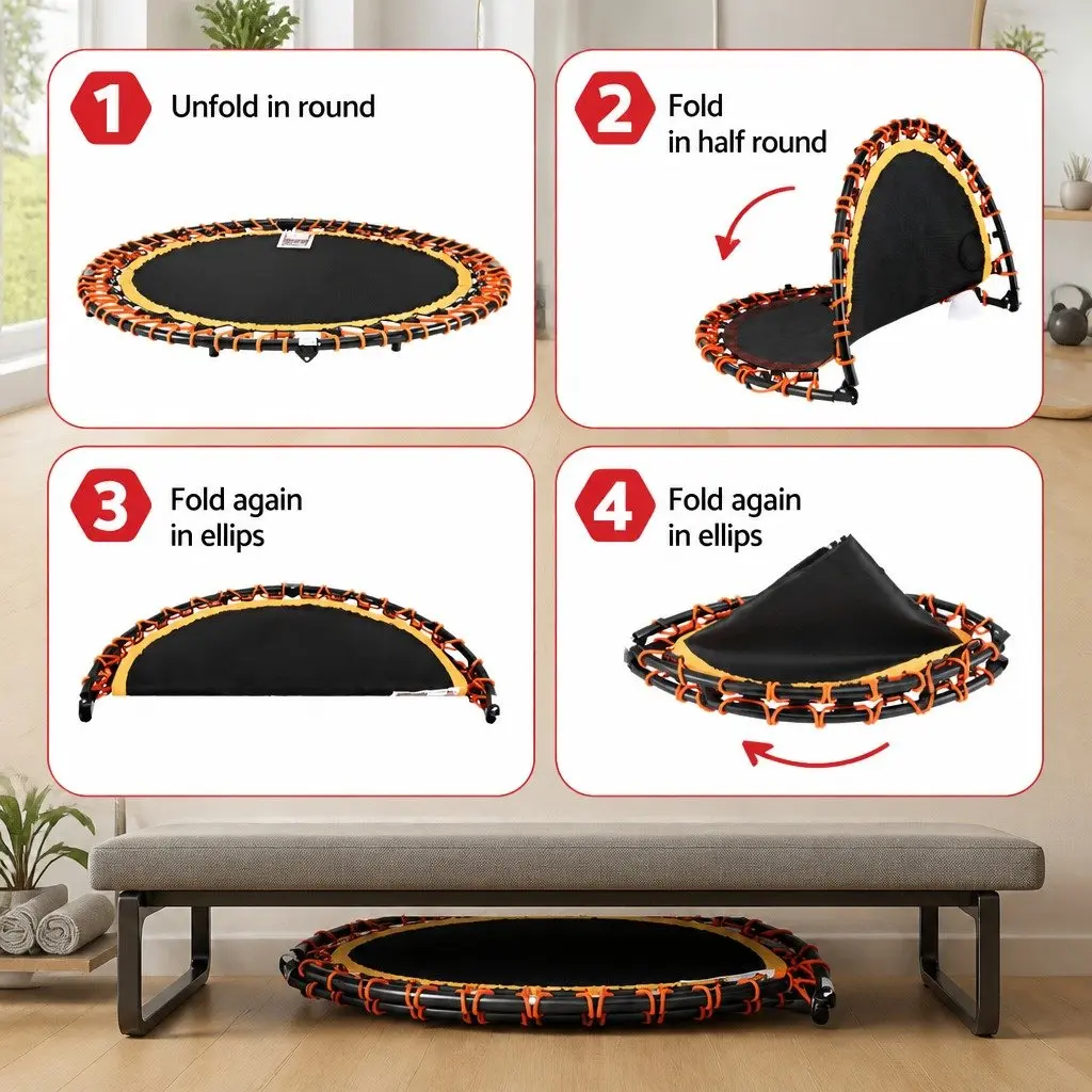 Fitness Trampoline Foldable 48 Inch Steel Frame Orange Black