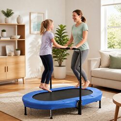 56-Inch Oval Fitness Trampoline with Adjustable Handrail