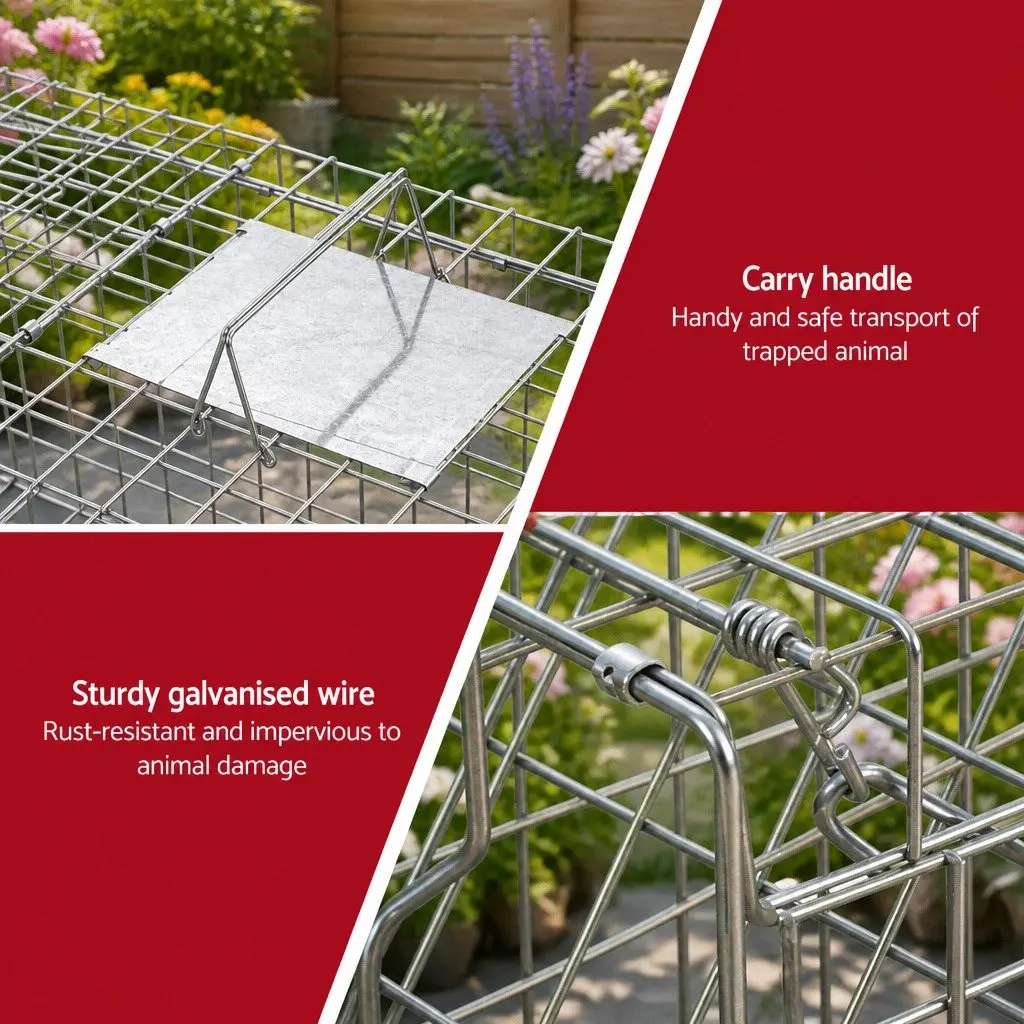 Large Animal Trap Cage Galvanised Iron 150x50cm Silver