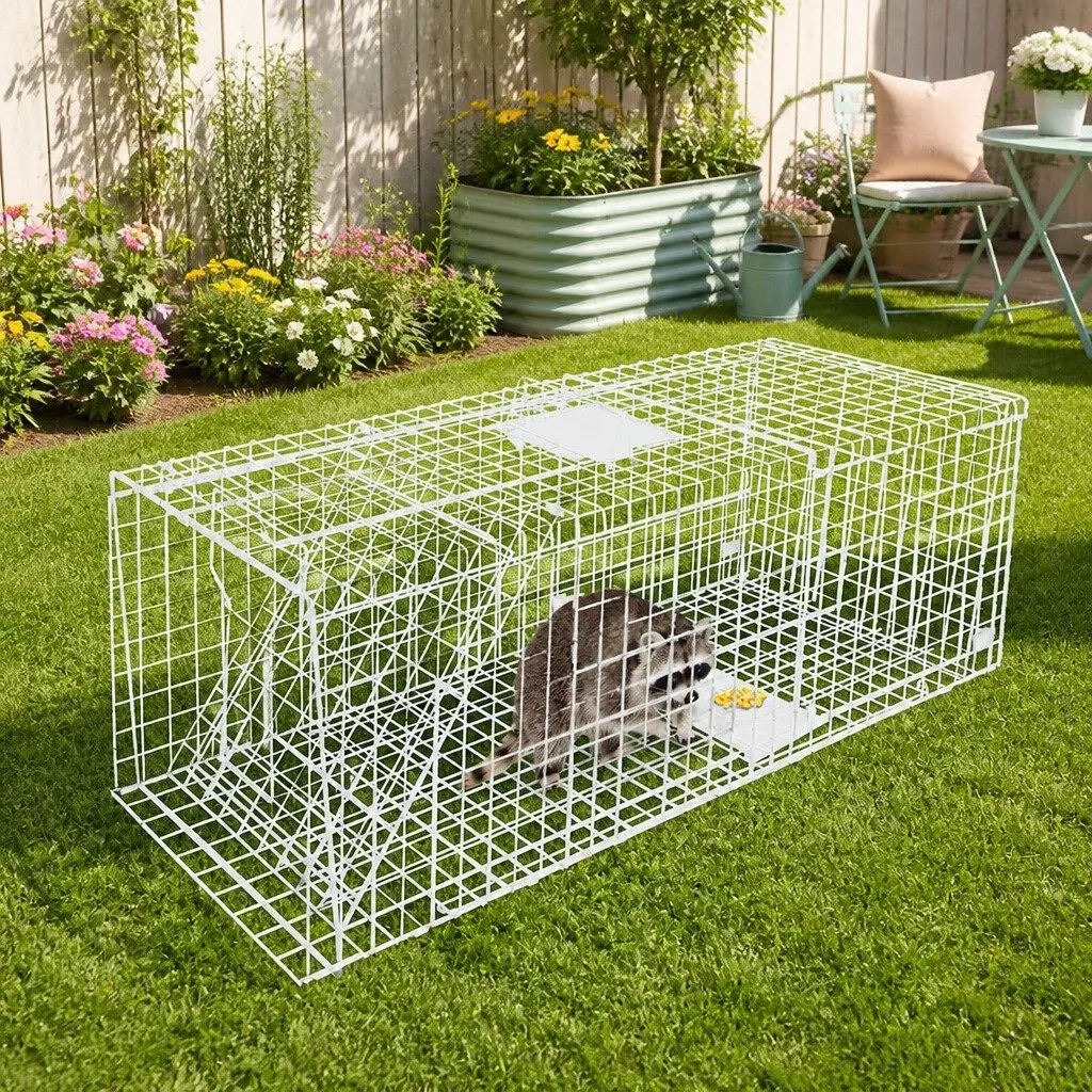 Large Animal Trap Cage Galvanised Iron 150x50cm Silver