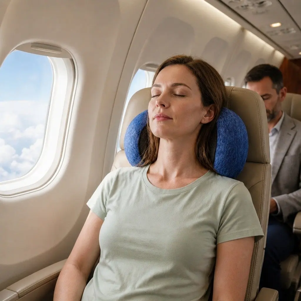 Travel Neck Pillow Memory Foam Ergonomic 30x24x15cm Blue