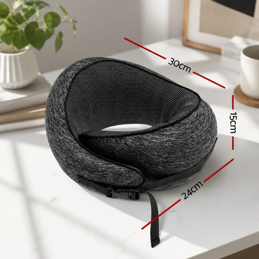 Travel Neck Pillow Memory Foam Ergonomic Support for Airplane Car Train Office