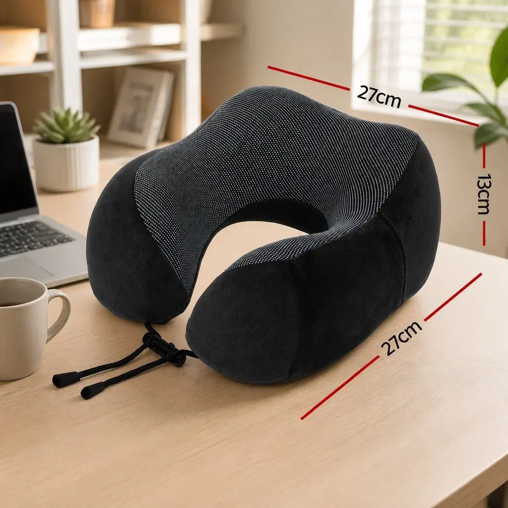 Travel Neck Pillow Memory Foam 27 x 27 x 13 cm Black