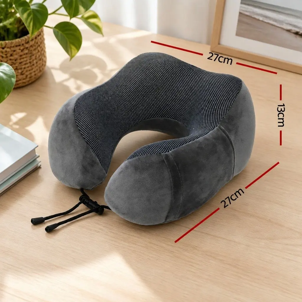 Portable Grey Memory Foam Travel Neck Pillow