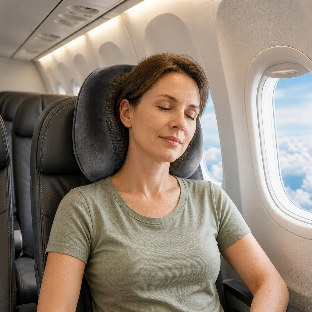 Portable Grey Memory Foam Travel Neck Pillow