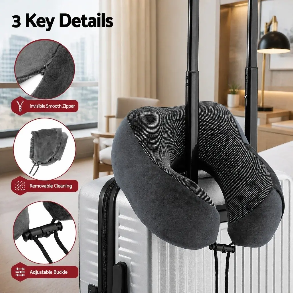 Portable Grey Memory Foam Travel Neck Pillow