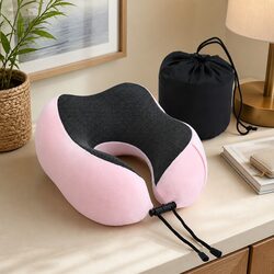 High-Quality Memory Foam Travel Neck Pillow in Pink