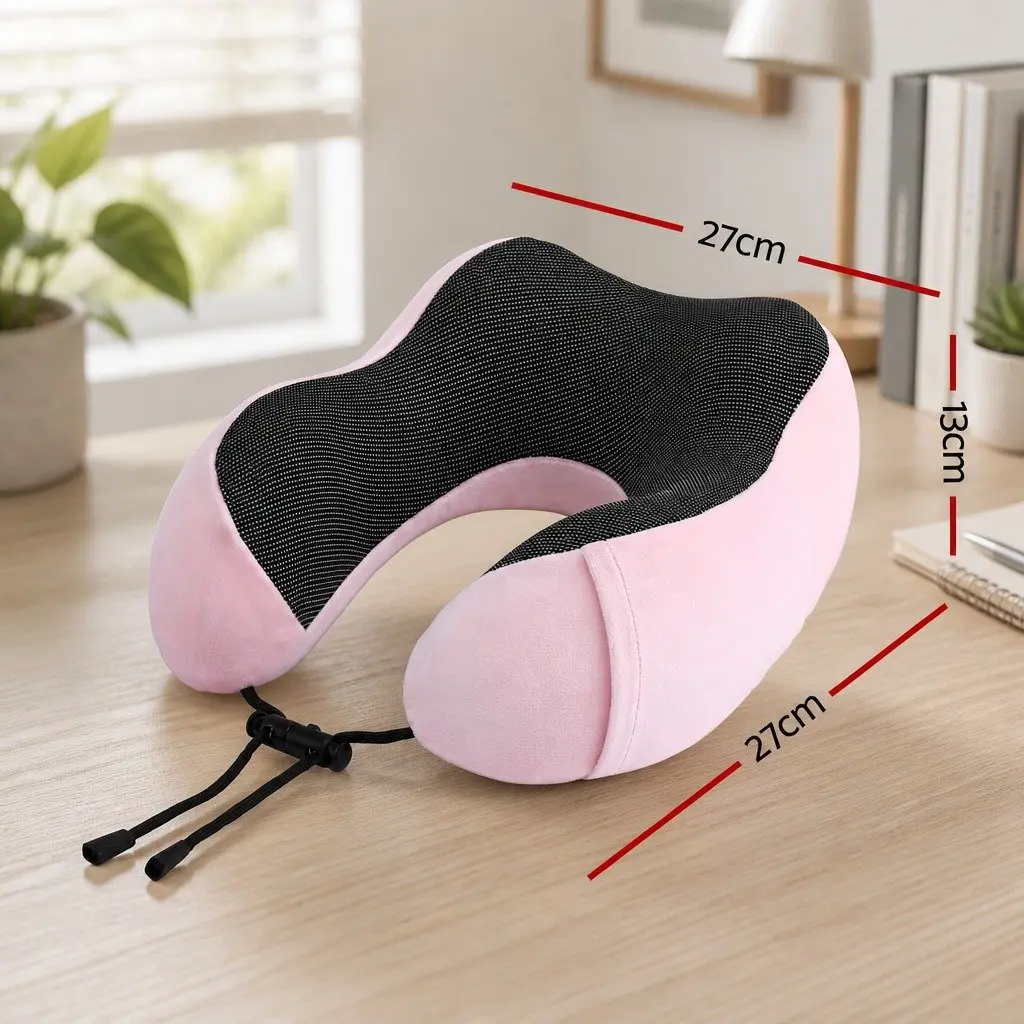 Travel Neck Pillow Memory Foam 27x27x13cm Pink