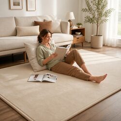 Tatami Mat Floor Mattress 150cm x 200cm 3cm Thick Futon Lounging Beige