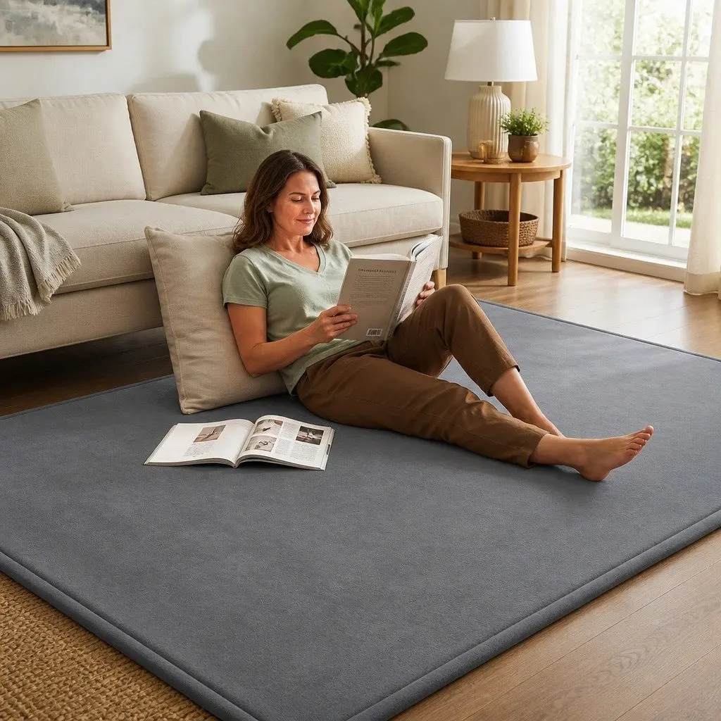 Tatami Mat Floor Mattress Coral Velvet 3cm Thick Grey 150cm x 200cm