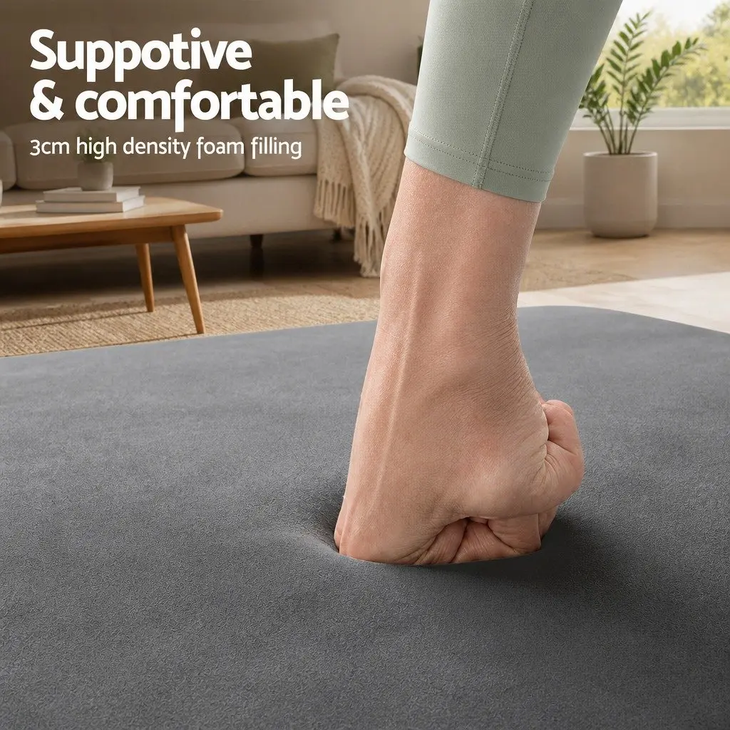 Tatami Mat Floor Mattress Coral Velvet 3cm Thick Grey 150cm x 200cm